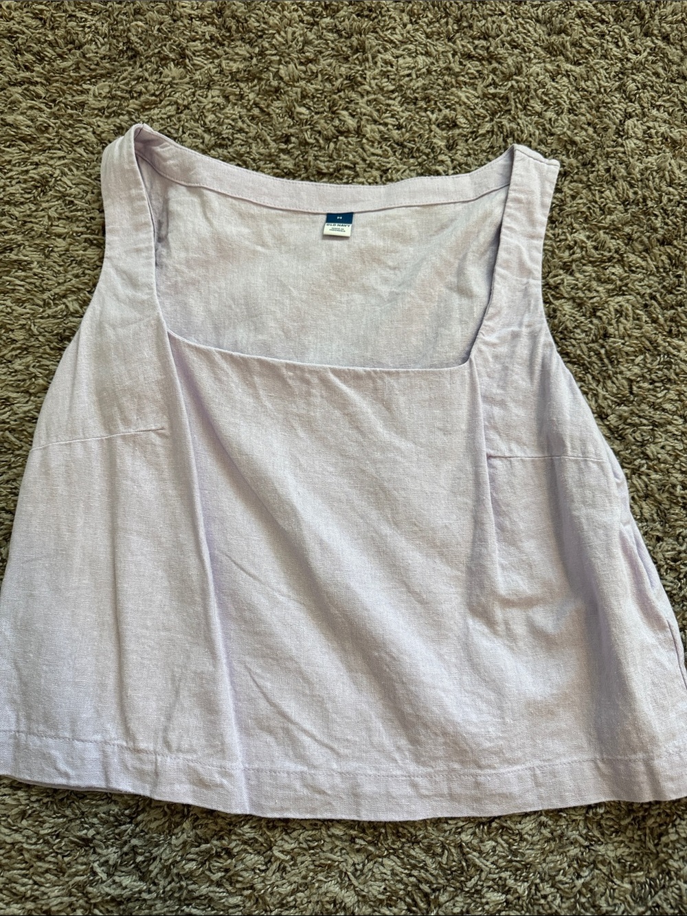 Old Navy Light Lilac Square-Neck Linen Tank Top